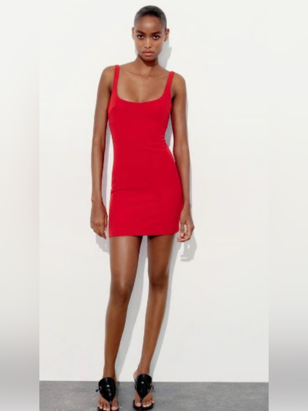 Zara Red Scoop Neck Bodycon Mini Dress